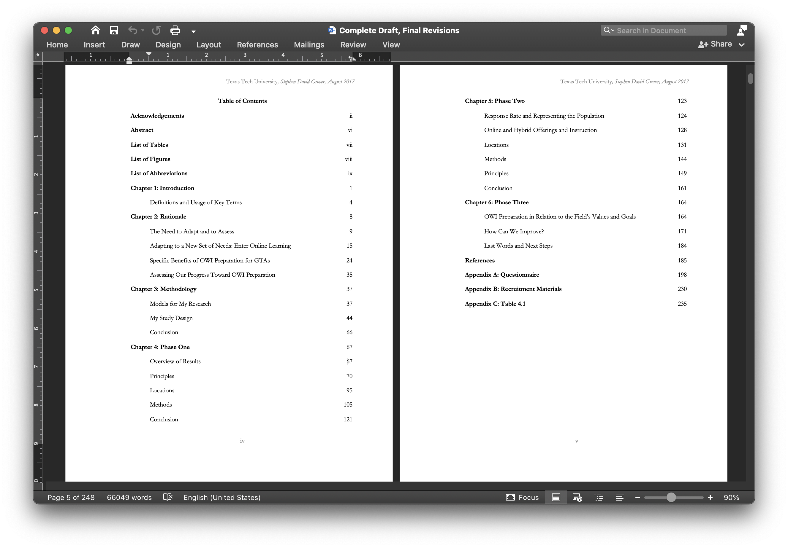 table of contents in Word