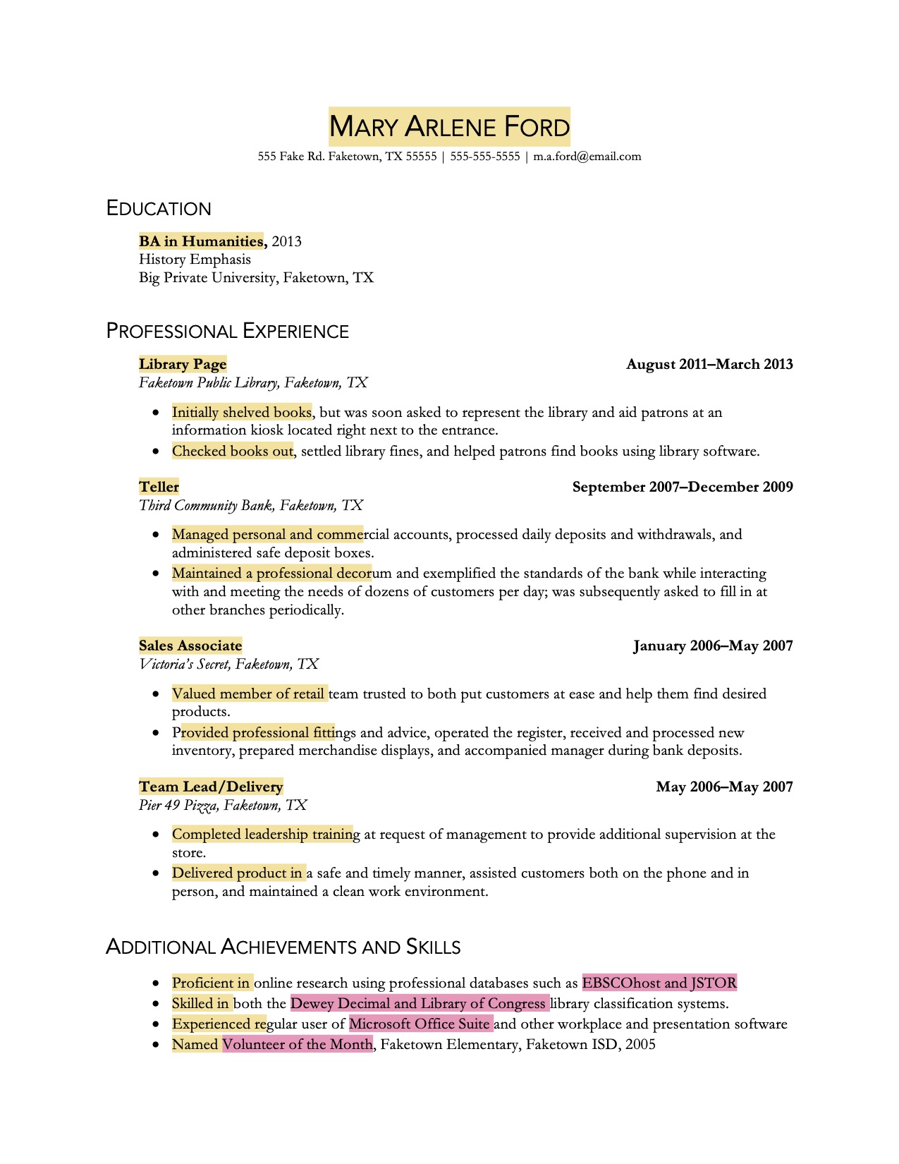 Grover’s English Formatting a Resume